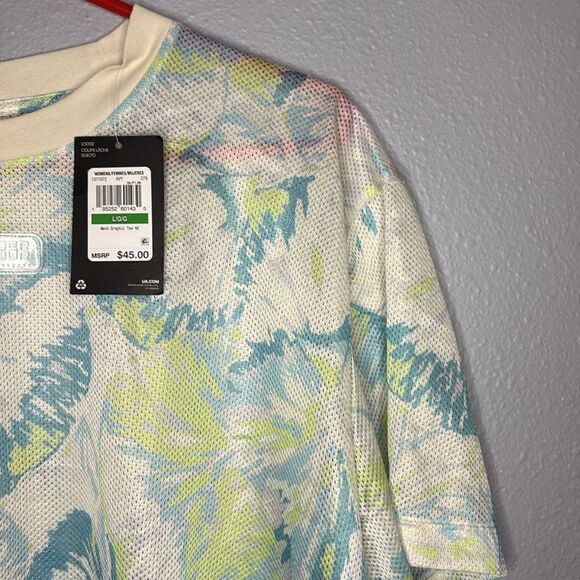 NWT New Under Armour Mesh Graphic Tie Dye Print Cropped Tee Shirt Size Large - Picture 3 of 8
